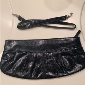 Black leather clutch